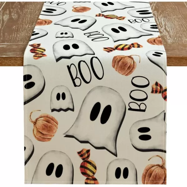 imageARKENY Halloween Ghost Table Runner 13x72 Inches Pumpkin Black Boo Holiday Indoor Outdoor Table Decoration for HomeBeige