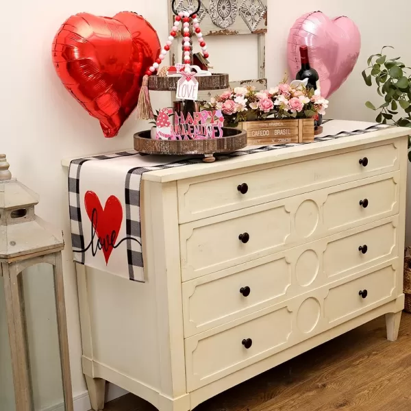 imageARKENY Valentines Table Runner 72x13 Inches Love Heart Holiday Farmhouse Burlap Buffalo Plaid Indoor Anniversary Wedding Table Decorations for Home PartyTable Runner  13X90