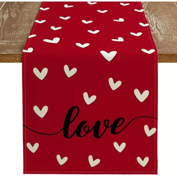 imageARKENY Valentines Day Table Runner 72x13 Inches Love Heart Red Table Decor Burlap Farmhouse Indoor Outdoor Holiday Anniversary Decoration for Home Party AT05772Red