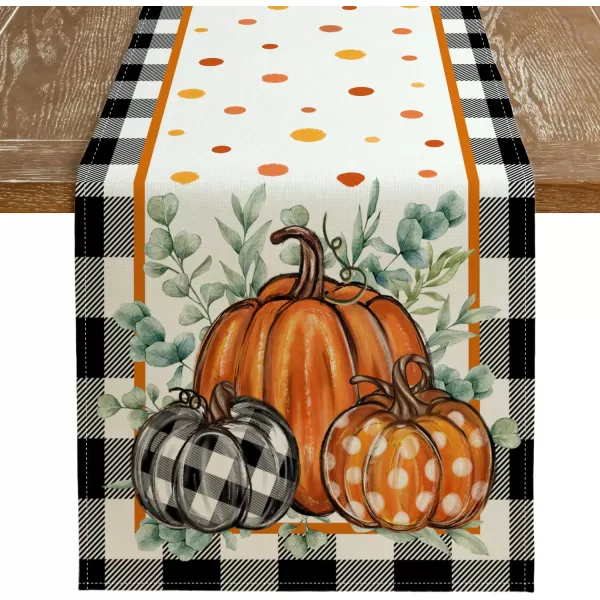 imageARKENY Fall Buffalo Plaid Pumpkin Table Runner 13x72 Inches Thanksgiving Holiday Indoor Outdoor Table Decoration for HomeTable Runner  13X108