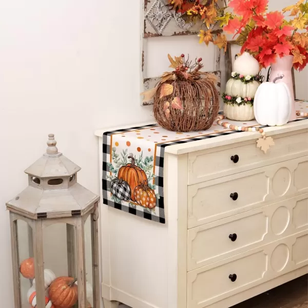 imageARKENY Fall Buffalo Plaid Pumpkin Table Runner 13x72 Inches Thanksgiving Holiday Indoor Outdoor Table Decoration for HomeTable Runner  13X72
