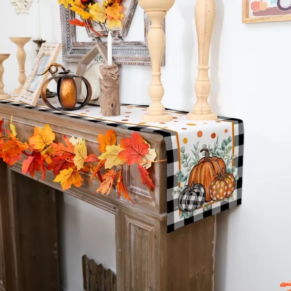 imageARKENY Fall Buffalo Plaid Pumpkin Table Runner 13x72 Inches Thanksgiving Holiday Indoor Outdoor Table Decoration for HomeTable Runner  13X72
