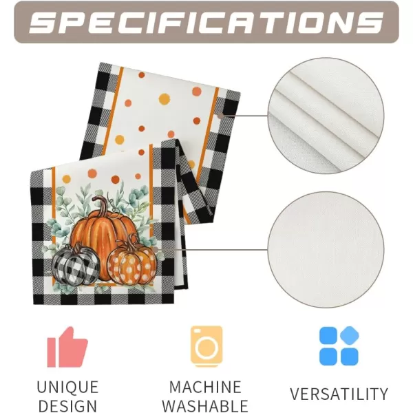 imageARKENY Fall Buffalo Plaid Pumpkin Table Runner 13x72 Inches Thanksgiving Holiday Indoor Outdoor Table Decoration for HomeTable Runner  13X72