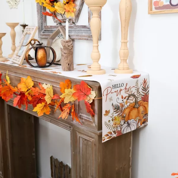 imageARKENY Fall Hello Pumpkin Orange Table Runner 13x72 Inches Thanksgiving Holiday Indoor Outdoor Table Decoration for HomeTable Runner  13X36