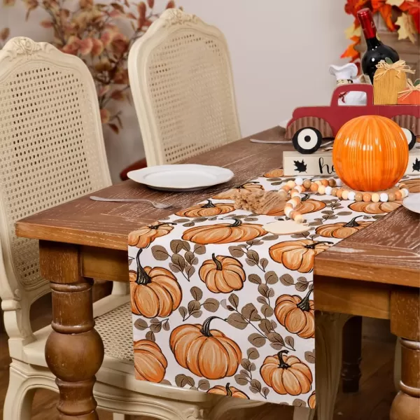 imageARKENY Fall Orange Pumpkin Table Runner 13x72 Inches Thanksgiving Holiday Indoor Outdoor Table Decoration for HomeTable Runner  13X108