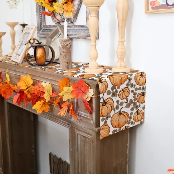 imageARKENY Fall Orange Pumpkin Table Runner 13x72 Inches Thanksgiving Holiday Indoor Outdoor Table Decoration for HomeTable Runner  13X108