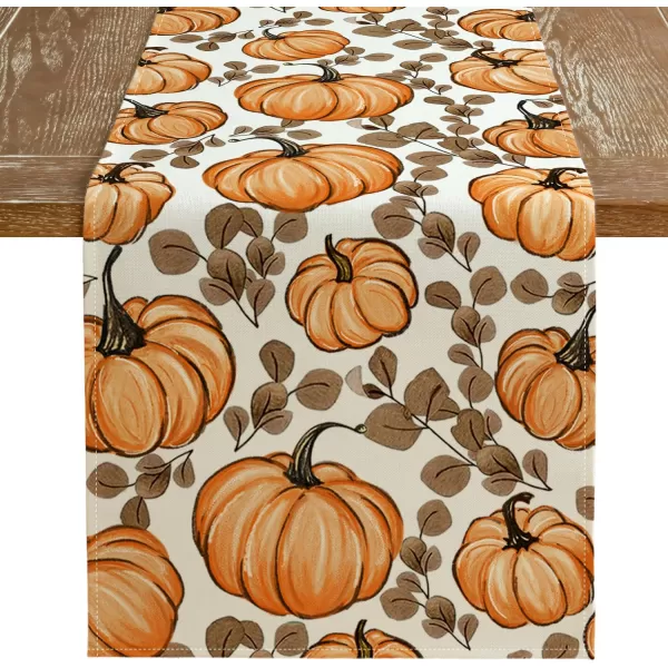 imageARKENY Fall Orange Pumpkin Table Runner 13x72 Inches Thanksgiving Holiday Indoor Outdoor Table Decoration for HomeTable Runner  13X120