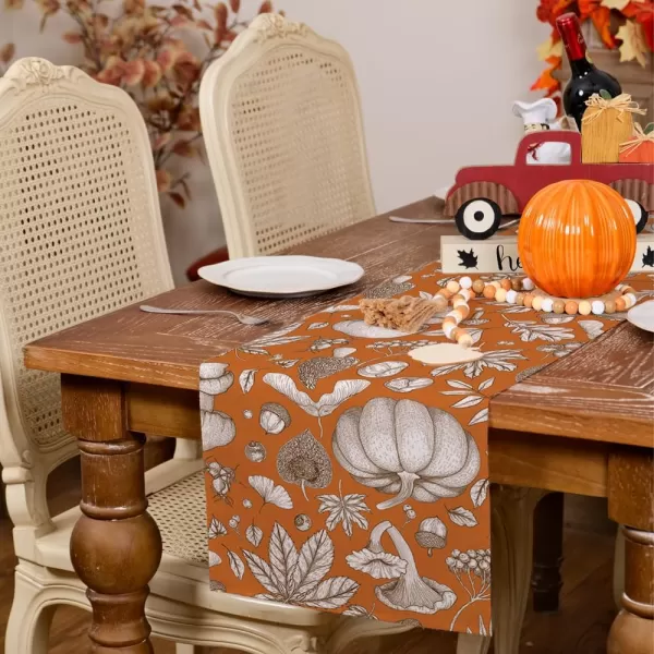 imageARKENY Fall Pumpkin Orange Table Runner 13x72 Inches Thanksgiving Holiday Indoor Outdoor Table Decoration for HomeTable Runner  13X108