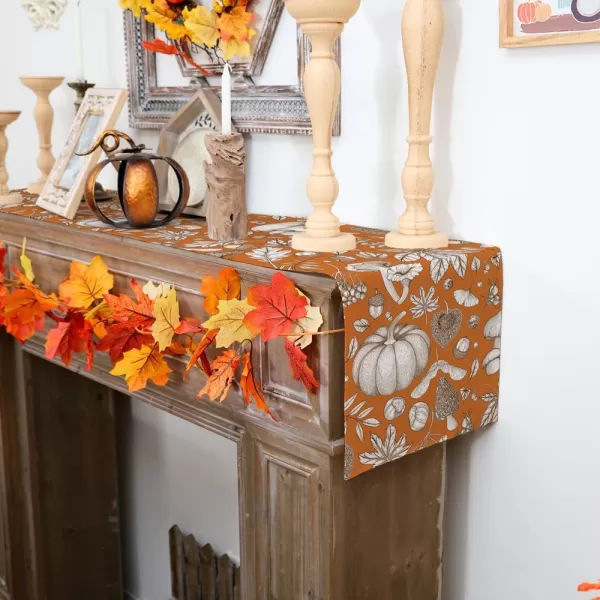 imageARKENY Fall Pumpkin Orange Table Runner 13x72 Inches Thanksgiving Holiday Indoor Outdoor Table Decoration for HomeTable Runner  13X108