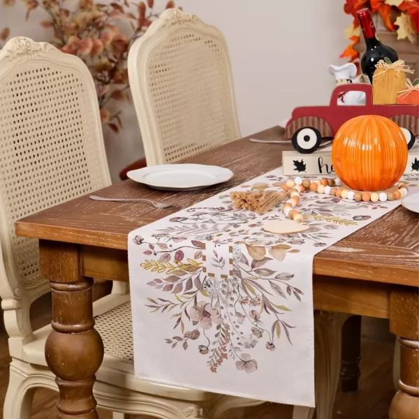 imageARKENY Fall Wildflower Floral Orange Table Runner 13x72 Inches Holiday Indoor Outdoor Table Decoration for HomeBrown