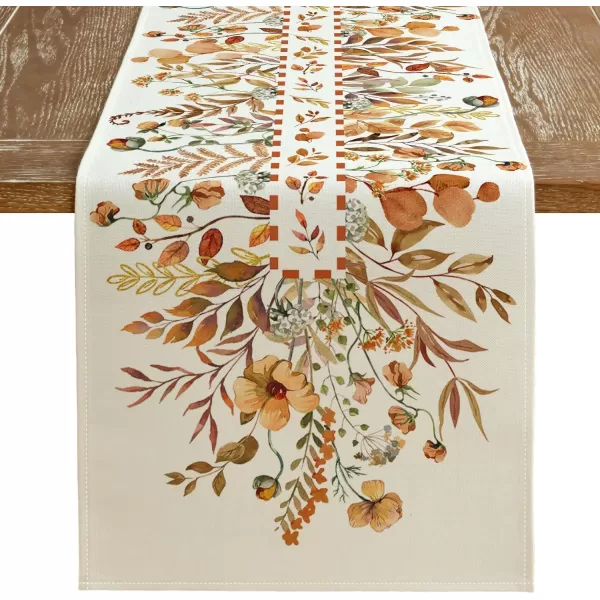 imageARKENY Fall Wildflower Floral Orange Table Runner 13x72 Inches Holiday Indoor Outdoor Table Decoration for HomeOrange