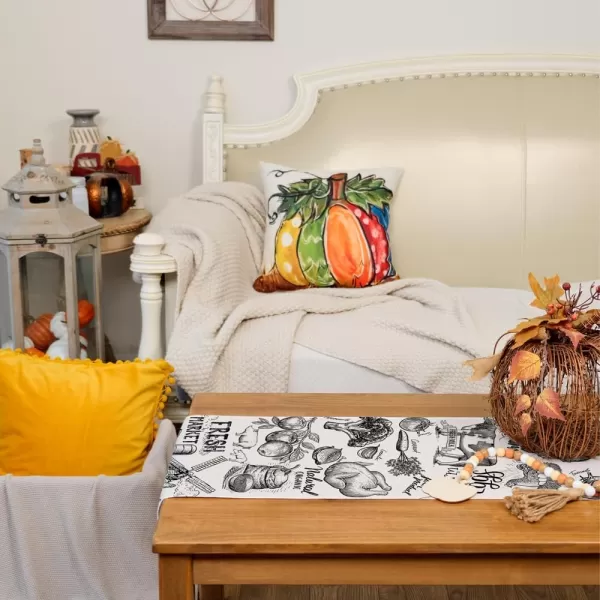 imageARKENY Farm Cow Thanksgiving Fall Table Runner 13x72 Inches Tractor Milk Crop Fresh Market Farmhouse Holiday Indoor Outdoor Table Decoration for HomeTable Runner  13X48