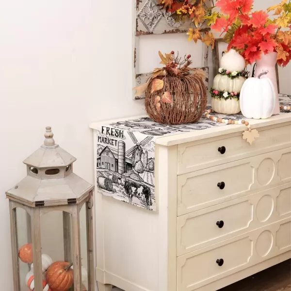 imageARKENY Farm Cow Thanksgiving Fall Table Runner 13x72 Inches Tractor Milk Crop Fresh Market Farmhouse Holiday Indoor Outdoor Table Decoration for HomeTable Runner  13X36