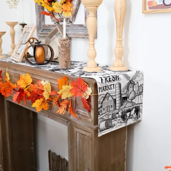 imageARKENY Farm Cow Thanksgiving Fall Table Runner 13x72 Inches Tractor Milk Crop Fresh Market Farmhouse Holiday Indoor Outdoor Table Decoration for HomeTable Runner  13X36