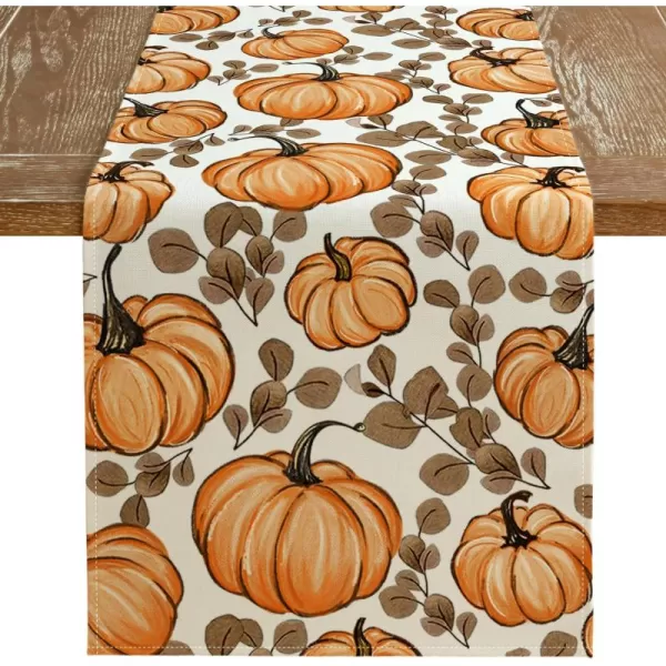 imageARKENY Fall Orange Pumpkin Table Runner 13x72 Inches Thanksgiving Holiday Indoor Outdoor Table Decoration for HomeTable Runner  13X108