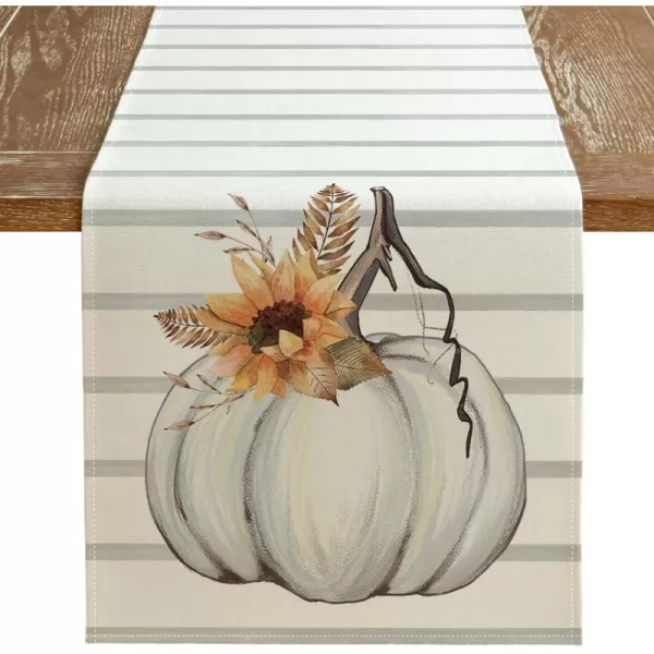 imageARKENY Fall Pumpkin Table Runner 13x72 Inches Stripe Holiday Indoor Outdoor Table Decoration for HomeTable Runner  13X48