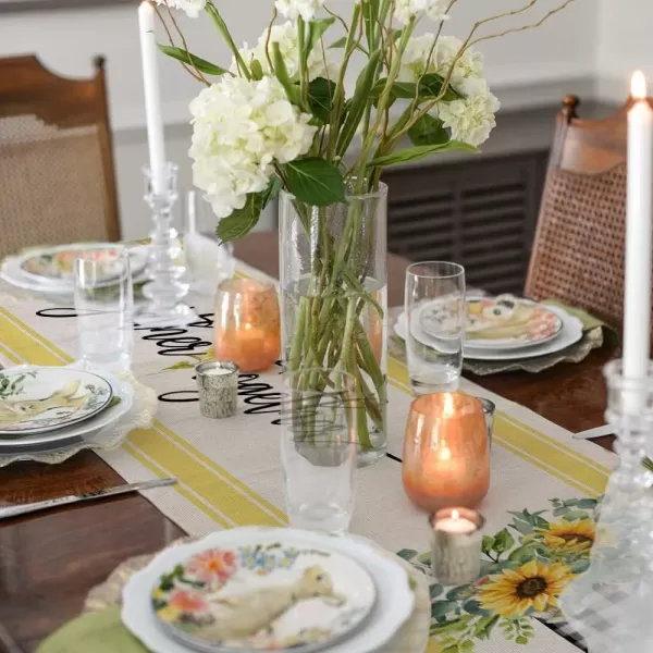 imageARKENY Summer Sunflower Check Vase Gather Together Table Runner 13x72 InchesSeasonal Burlap Farmhouse Indoor Kitchen Dining Table Decoration for Home Party