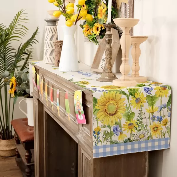 imageARKENY Summer Table Runner 13x72 Inches Sunflower Butterfly Gather Together Spring Seasonal Farmhouse Buffalo Plaid Burlap Indoor Anniversary Dining Table Decor for Home AT60772Table Runner  13X120