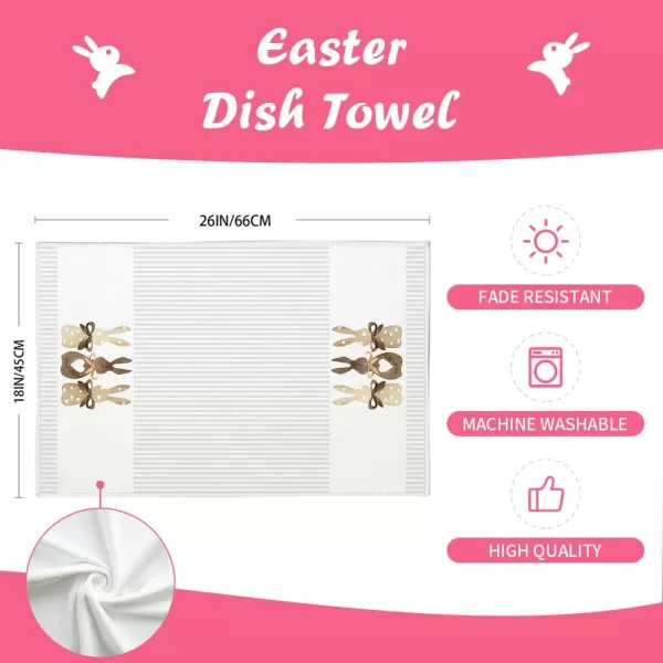 imageARKENY Easter Kitchen Towels Set of 2Beige Bunny Dish Towels 18x26 Inch Drying DishclothFarmhouse Home Seasonal Spring Decorations AD220