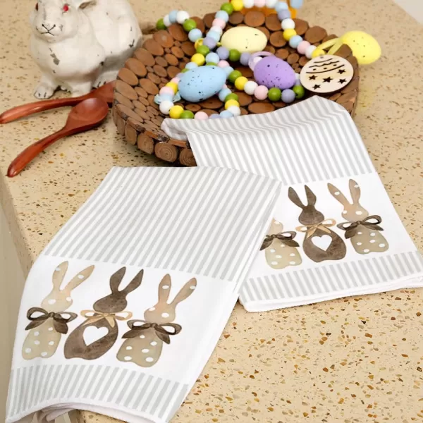 imageARKENY Easter Kitchen Towels Set of 2Beige Bunny Dish Towels 18x26 Inch Drying DishclothFarmhouse Home Seasonal Spring Decorations AD220