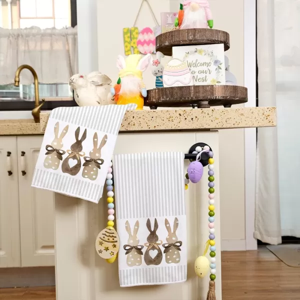 imageARKENY Easter Kitchen Towels Set of 2Beige Bunny Dish Towels 18x26 Inch Drying DishclothFarmhouse Home Seasonal Spring Decorations AD220