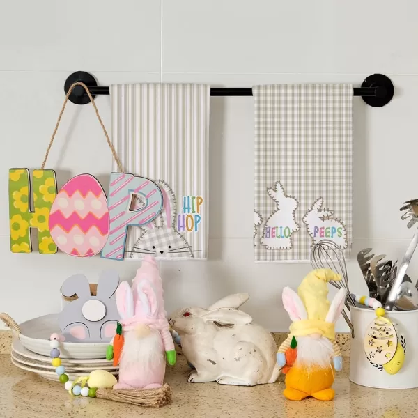 imageARKENY Easter Kitchen Towels Set of 2Beige Bunny Hello Peeps Dish Towels 18x26 Inch Drying DishclothFarmhouse Holiday Seasonal Spring Decorations AD264