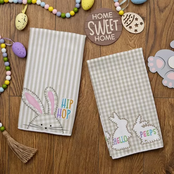 imageARKENY Easter Kitchen Towels Set of 2Beige Bunny Hello Peeps Dish Towels 18x26 Inch Drying DishclothFarmhouse Holiday Seasonal Spring Decorations AD264