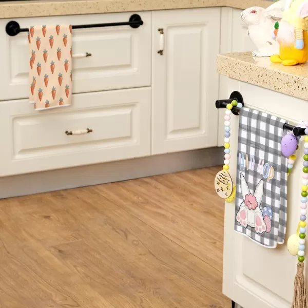 imageARKENY Easter Kitchen Towels Set of 2Buffalo Plaid Bunny Carrots Eggs Hip Hop Dish Towels 18x26 Inch Drying DishclothFarmhouse Holiday Seasonal Spring Decorations AD239