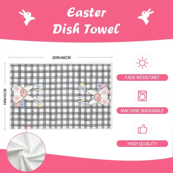 imageARKENY Easter Kitchen Towels Set of 2Buffalo Plaid Bunny Carrots Eggs Hip Hop Dish Towels 18x26 Inch Drying DishclothFarmhouse Holiday Seasonal Spring Decorations AD239