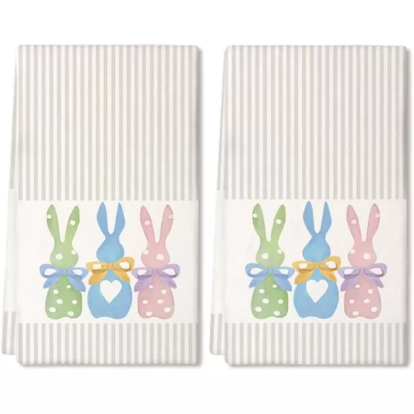 imageARKENY Easter Kitchen Towels Set of 2Colorful Bunny Dish Towels 18x26 Inch Drying DishclothFarmhouse Home Seasonal Spring Decorations AD222