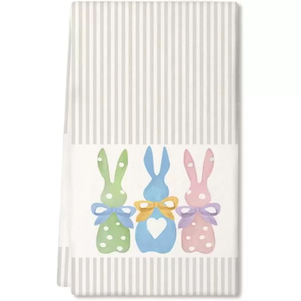 imageARKENY Easter Kitchen TowelsColorful Bunny Dish Towels 18x26 Inch Drying DishclothFarmhouse Home Seasonal Spring Decorations AD221