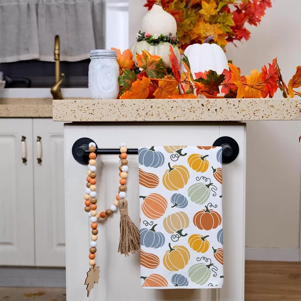 imageARKENY Fall Kitchen Towels for Fall Decor Hello Pumpkin Orange Autumn Dish Towels 18x26 Inch Set of 2Farmhouse Home Thanksgiving Harvest Vintage Decorations AD362