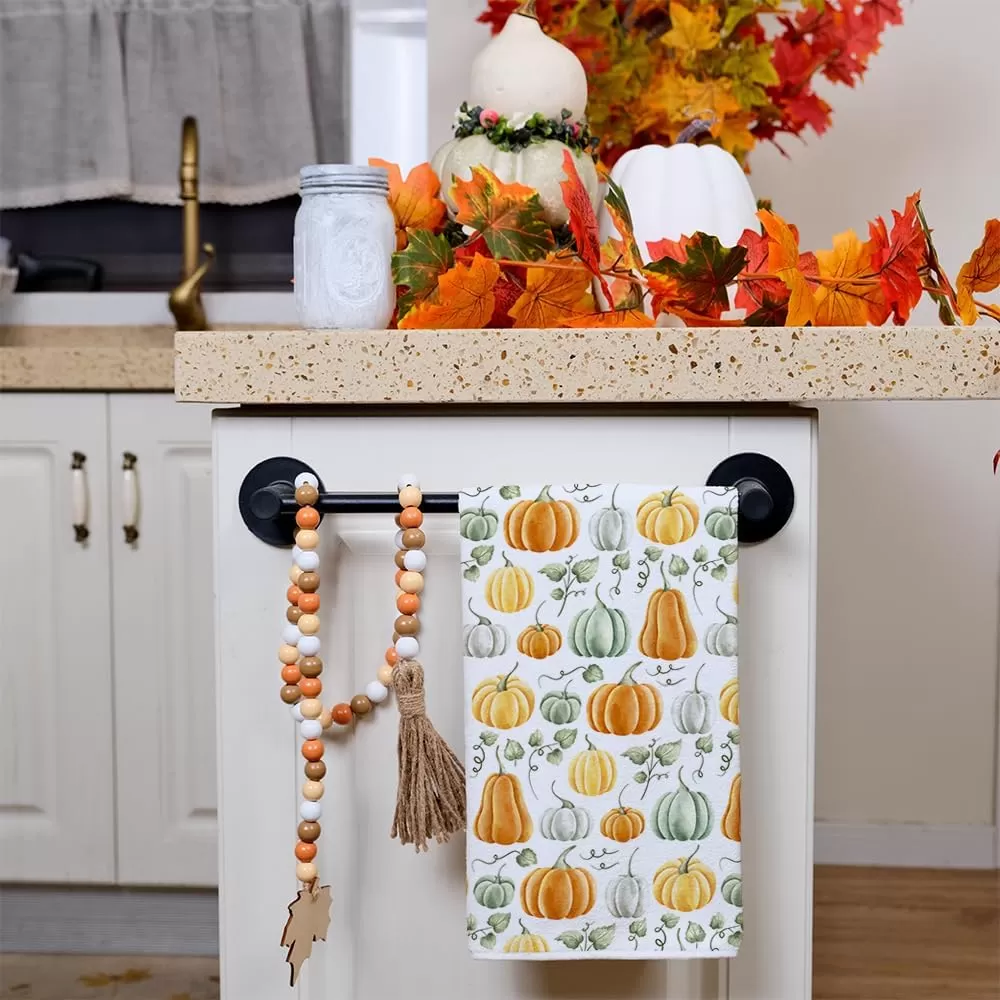 imageARKENY Fall Kitchen Towels for Fall Decor White Pumpkin Leaves Autumn Dish Towels 18x26 Inch Set of 2Farmhouse Home Thanksgiving Harvest Vintage Decorations AD363