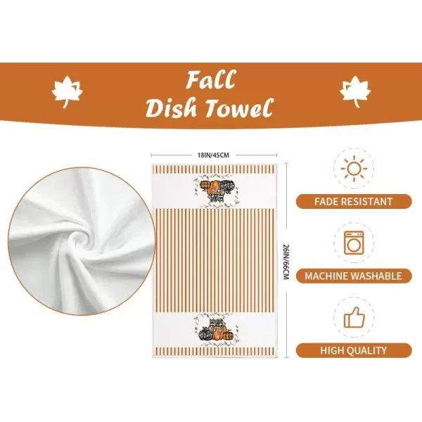 imageARKENY Fall Kitchen Towels Set of 2Orange Pumpkin Maple Autumn Dish Towels 18x26 Inch Drying DishclothFarmhouse Home Decoration AD116Dark Orange