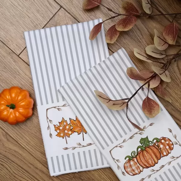 imageARKENY Fall Kitchen Towels Set of 2Orange Pumpkin Maple Autumn Dish Towels 18x26 Inch Drying DishclothFarmhouse Home Decoration AD116Orange