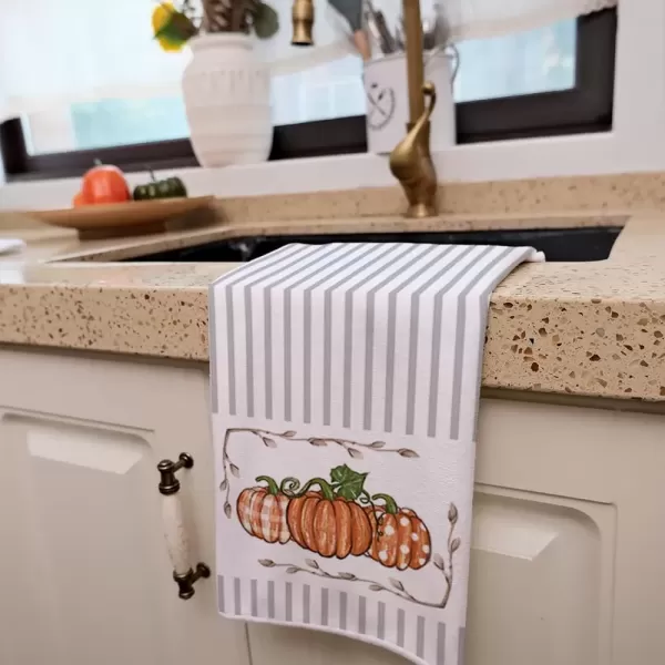 imageARKENY Fall Kitchen Towels Set of 2Orange Pumpkin Maple Autumn Dish Towels 18x26 Inch Drying DishclothFarmhouse Home Decoration AD116Orange