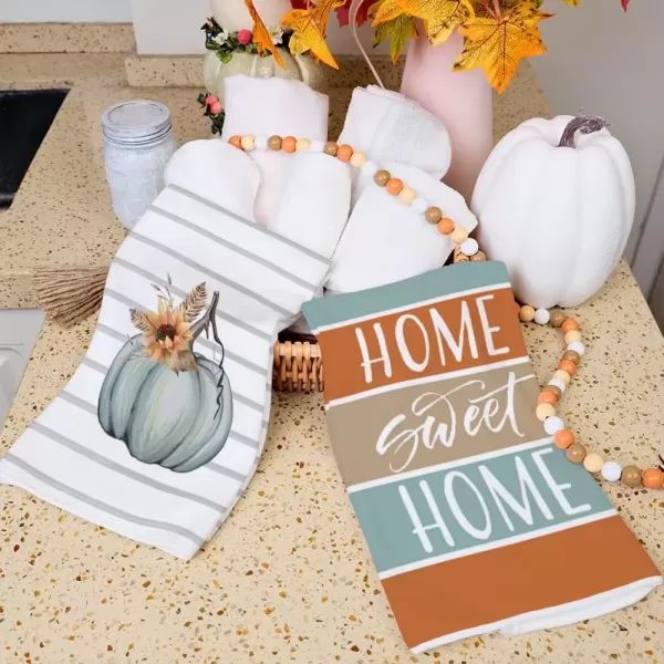 imageARKENY Fall Kitchen Towels for Fall Decor Blue Pumpkin Home Sweet Home Autumn Dish Towels 18x26 Inch Set of 2Farmhouse Home Thanksgiving Harvest Vintage Decorations AD361