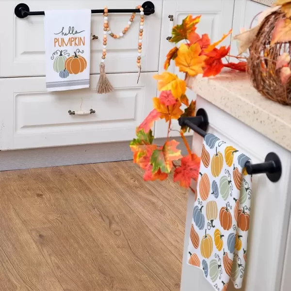 imageARKENY Fall Kitchen Towels for Fall Decor Hello Pumpkin Orange Autumn Dish Towels 18x26 Inch Set of 2Farmhouse Home Thanksgiving Harvest Vintage Decorations AD362