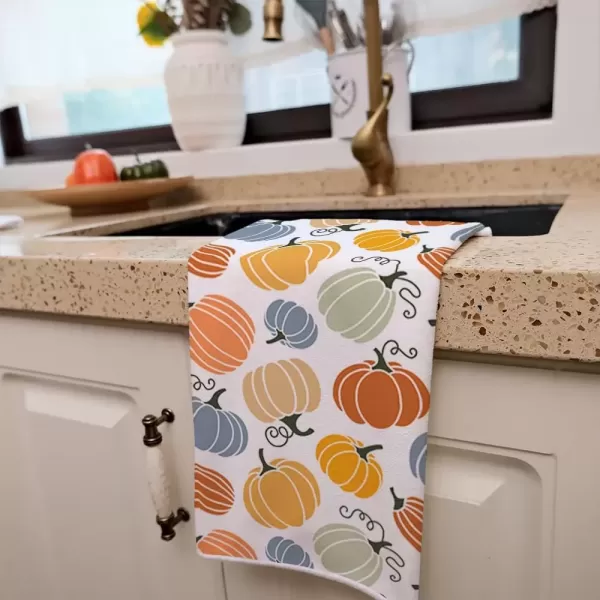 imageARKENY Fall Kitchen Towels for Fall Decor Hello Pumpkin Orange Autumn Dish Towels 18x26 Inch Set of 2Farmhouse Home Thanksgiving Harvest Vintage Decorations AD362