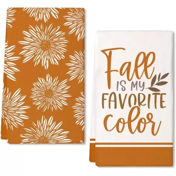imageARKENY Fall Kitchen Towels for Fall Decor Orange Floral Fall is My Favorite Color Saying Autumn Dish Towels 18x26 Inch Set of 2Farmhouse Home Thanksgiving Harvest Vintage Decorations AD360