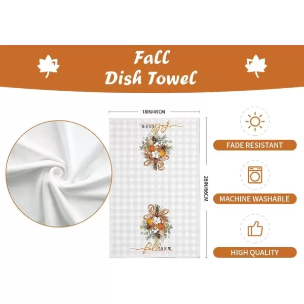 imageARKENY Fall Kitchen Towels for Fall DecorGrey Buffalo Plaid Pumpkin Floral Autumn Dish Towels 18x26 Inch Set of 2Farmhouse Home Thanksgiving Harvest Vintage Decorations AD357