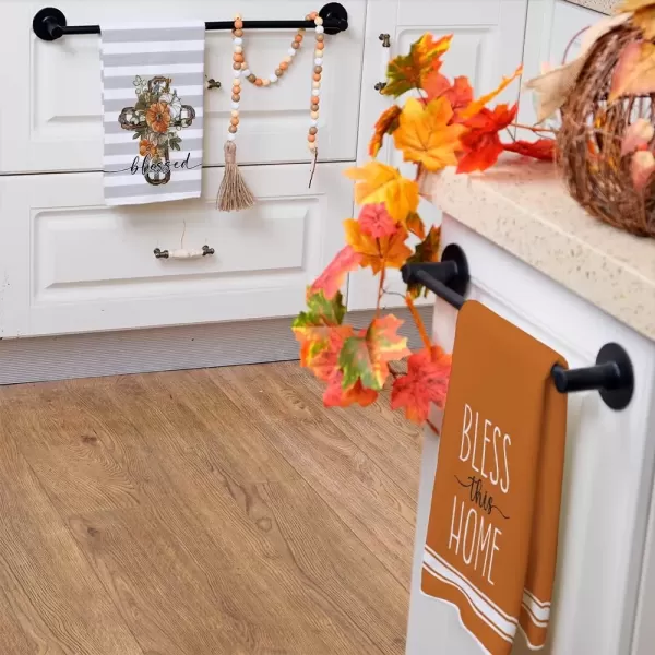 imageARKENY Fall Kitchen Towels for Fall DecorGrey Pumpkin Cross Flower Autumn Dish Towels 18x26 Inch Set of 2Farmhouse Home Thanksgiving Harvest Vintage Decorations AD356