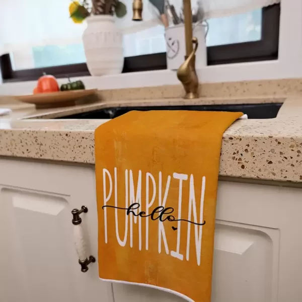 imageARKENY Fall Kitchen Towels for Fall DecorOrange Hello Pumpkin Vase Leaves Autumn Dish Towels 18x26 Inch Set of 2Farmhouse Home Thanksgiving Harvest Vintage Decorations AD347
