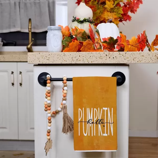 imageARKENY Fall Kitchen Towels for Fall DecorOrange Hello Pumpkin Vase Leaves Autumn Dish Towels 18x26 Inch Set of 2Farmhouse Home Thanksgiving Harvest Vintage Decorations AD347