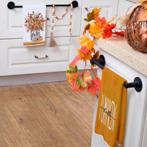 imageARKENY Fall Kitchen Towels for Fall DecorOrange Hello Pumpkin Vase Leaves Autumn Dish Towels 18x26 Inch Set of 2Farmhouse Home Thanksgiving Harvest Vintage Decorations AD347