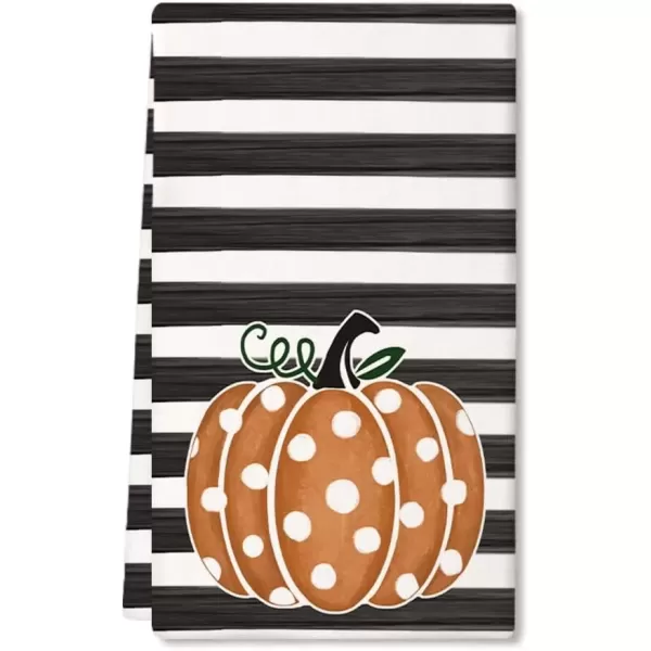 imageARKENY Fall Kitchen Towels for Fall DecorOrange Pumpkin Polka Dot Stripes Autumn Dish Towels 18x26 InchFarmhouse Home Thanksgiving Harvest Vintage Decorations AD006V1