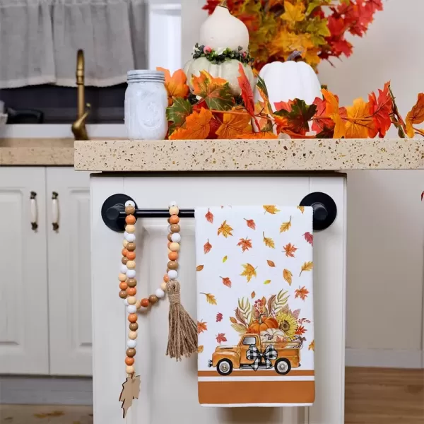 imageARKENY Fall Kitchen Towels for Fall DecorOrange Pumpkin Truck Maple Leaves Autumn Dish Towels 18x26 Inch Set of 2Farmhouse Home Thanksgiving Harvest Vintage Decorations AD351
