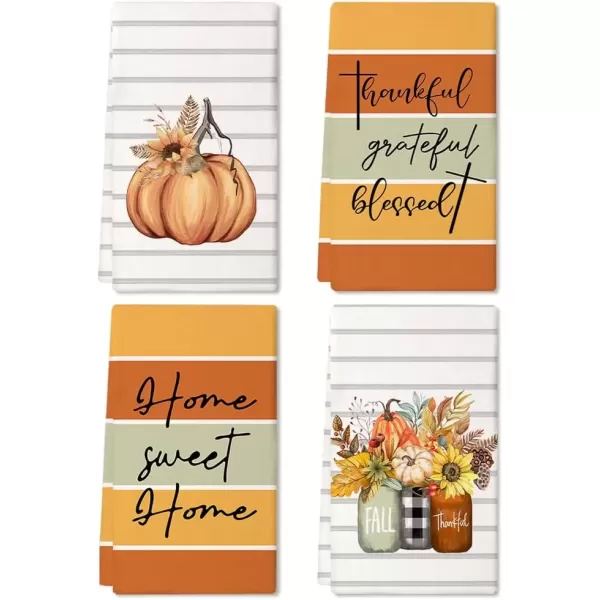 imageARKENY Fall Kitchen Towels for Fall DecorOrange Pumpkin Vase Sunflower Autumn Dish Towels 18x26 Inch Set of 4Farmhouse Home Thanksgiving Harvest Vintage Decorations AD373