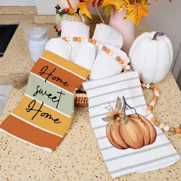 imageARKENY Fall Kitchen Towels for Fall DecorOrange Pumpkin Vase Sunflower Autumn Dish Towels 18x26 Inch Set of 4Farmhouse Home Thanksgiving Harvest Vintage Decorations AD373