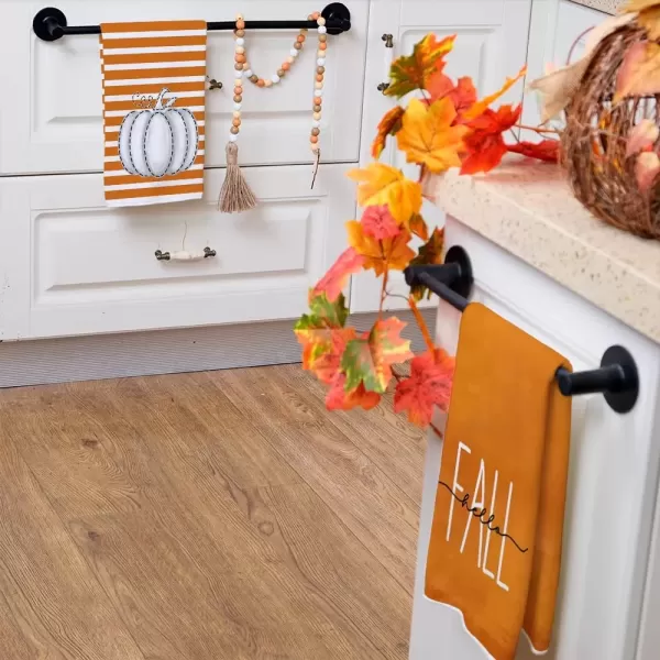 imageARKENY Fall Kitchen Towels for Fall DecorOrange Stripe Hello White Pumpkin Autumn Dish Towels 18x26 Inch Set of 2Farmhouse Home Thanksgiving Harvest Vintage Decorations AD348